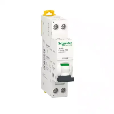 Disjoncteur LS Clario iC40 - 1P+N - 10A - courbe C - 6000A/10kA - A9P54610