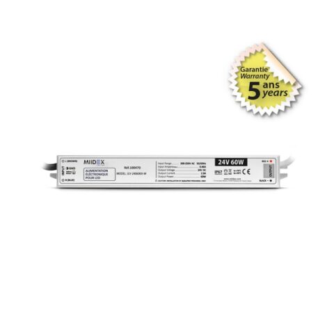 Alimentation électronique pour éclairage LED - 24VDC - 60W - 2.5A max - 100470