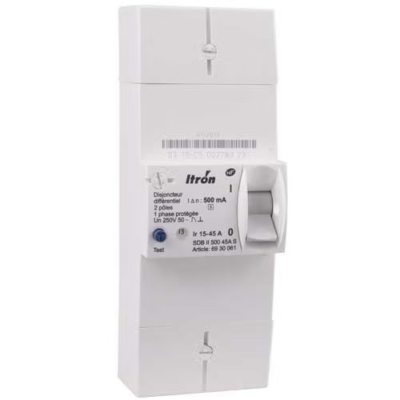 Disjoncteur d'abonné monophasé 15/45A 500mA différentiel sélectif - ITRON - 400019