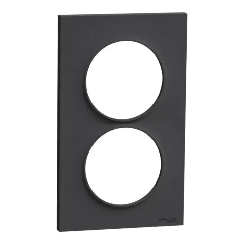 Odace Styl - plaque 2 postes verticaux entraxe 57mm anthracite