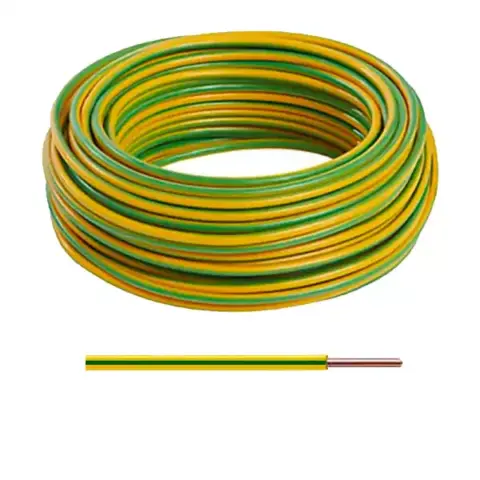 Fil électrique H07V-U 1.5 mm2 VERT/JAUNE C100