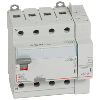 Interrupteur différentiel Legrand DX³-ID - 4P - 40A - Type AC - 300mA - 400V - 5 modules