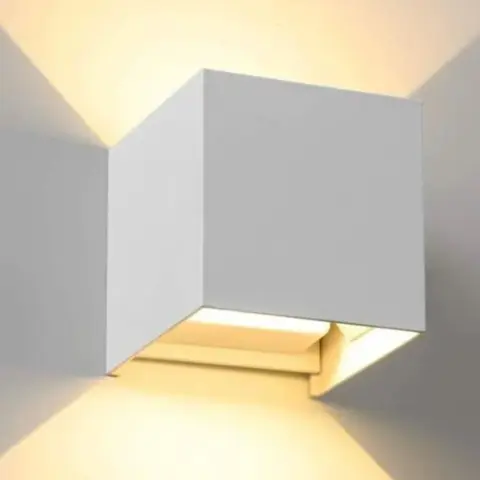 Applique LED 12W blanc sable Cube duo lumière IP65 1160 LUMENS