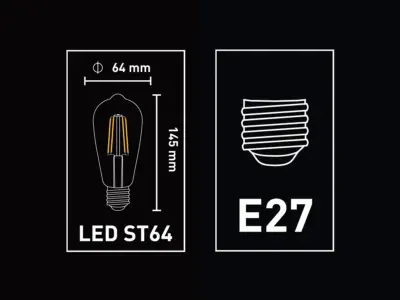 Ampoule Filament LED E27 ST64 - 4W - 2700K Blanc Chaud