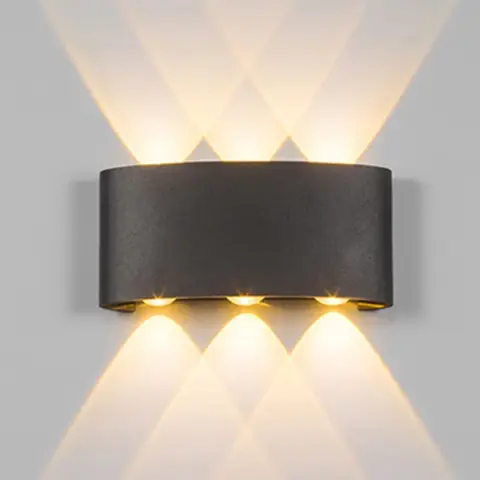 Applique ovale LED 6W étanche noir sable noir 3000K IP65 blanc chaud