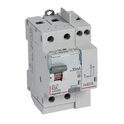 Interrupteur différentiel DX³-ID départ/sortie haute à vis 2P 63A typeAC 30mA - 411612