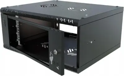 Baie standard 19″ 4U profondeur 450mm verre noir