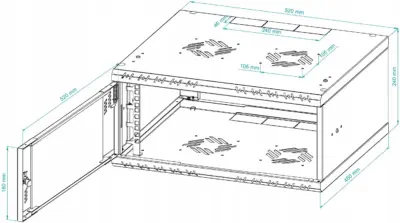 Baie standard 19″ 4U profondeur 450mm verre noir