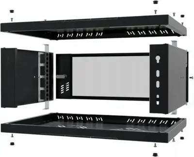 Baie standard 19" 4U profondeur 350mm verre noir