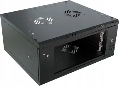 Baie standard 19″ 4U profondeur 450mm verre noir