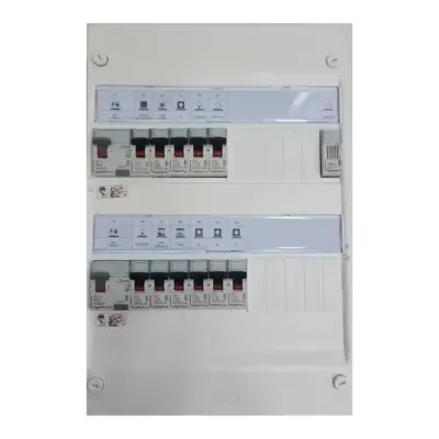 Tableau électrique équipé 2 rangées 1ID 63A – 1ID 40A – 11 disjonteurs + ronfleur