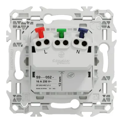 SCHNEIDER Odace Prise de courant 2P+T affleurante blanc craie - S920052