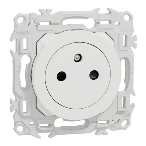 SCHNEIDER Odace Prise de courant 2P+T affleurante blanc craie - S920052